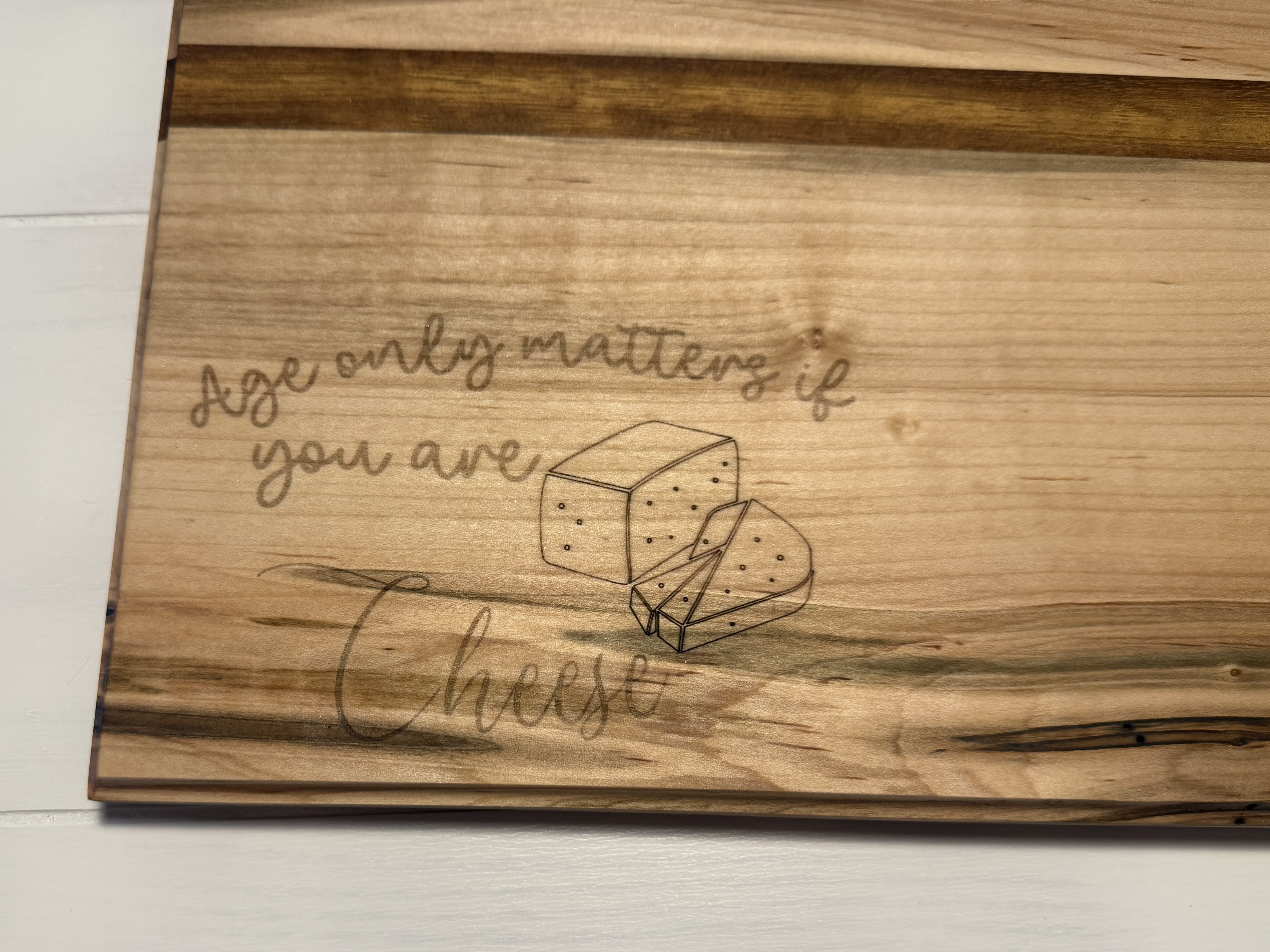Cheese engraving on Maple Board