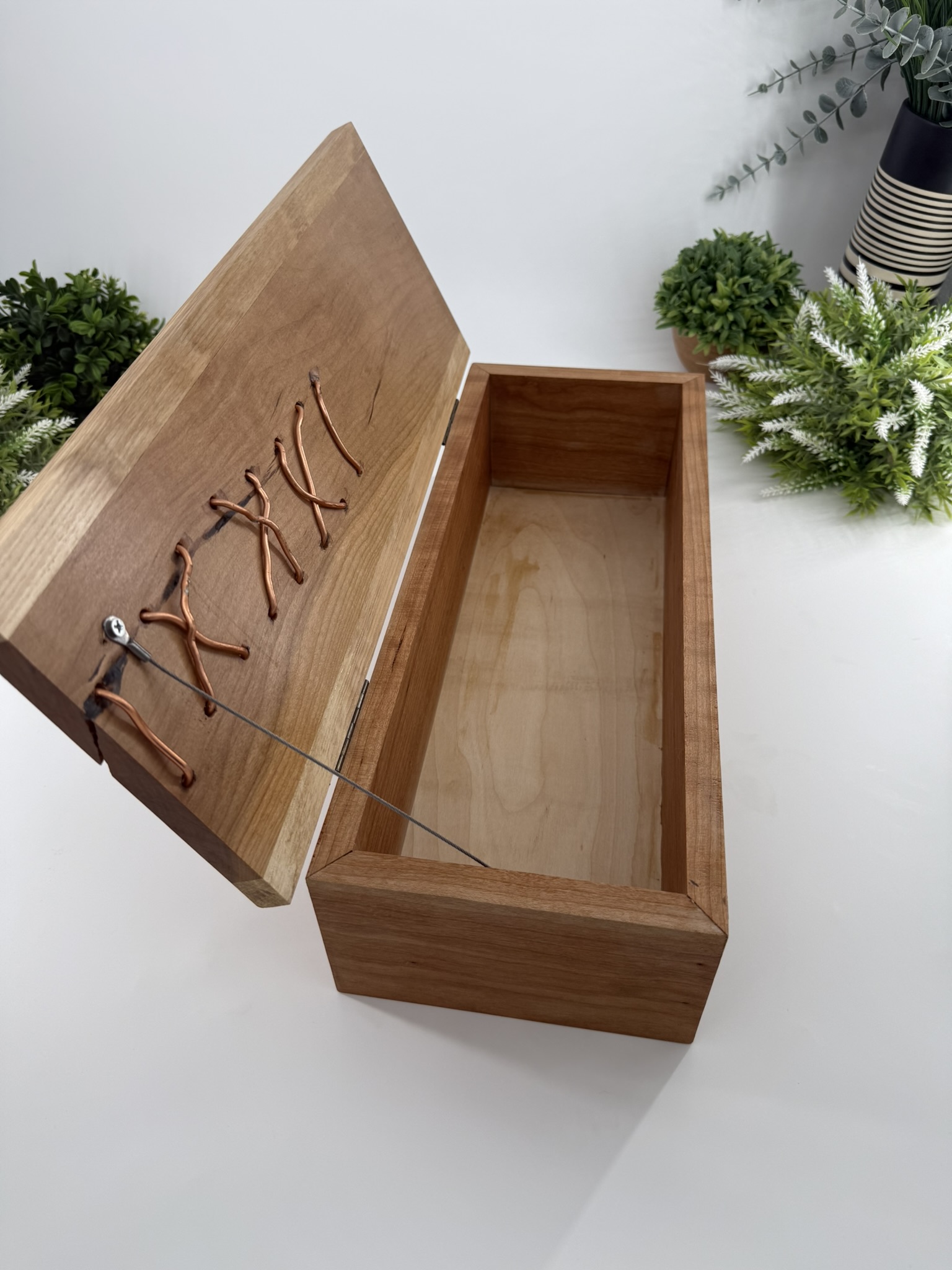 Cherry Box with Copper "sewing"