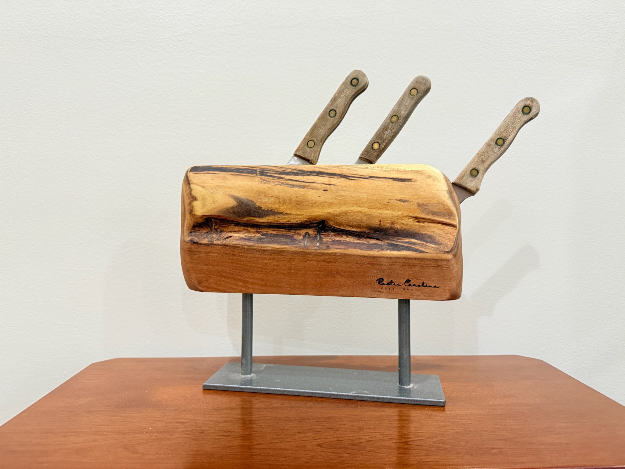 Live Edge Locus Wood Knife Holder