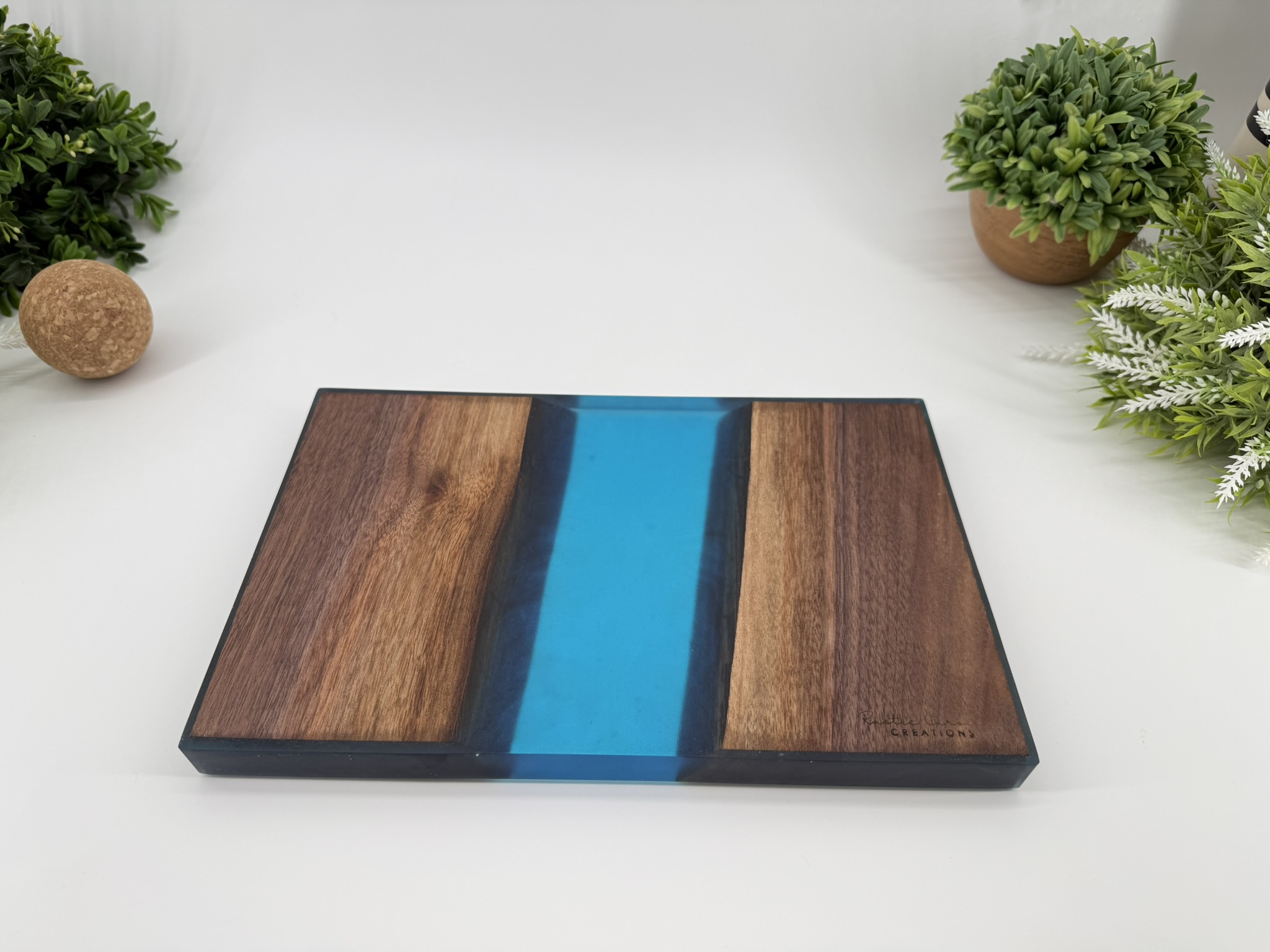 Walnut with Blue river Epoxy