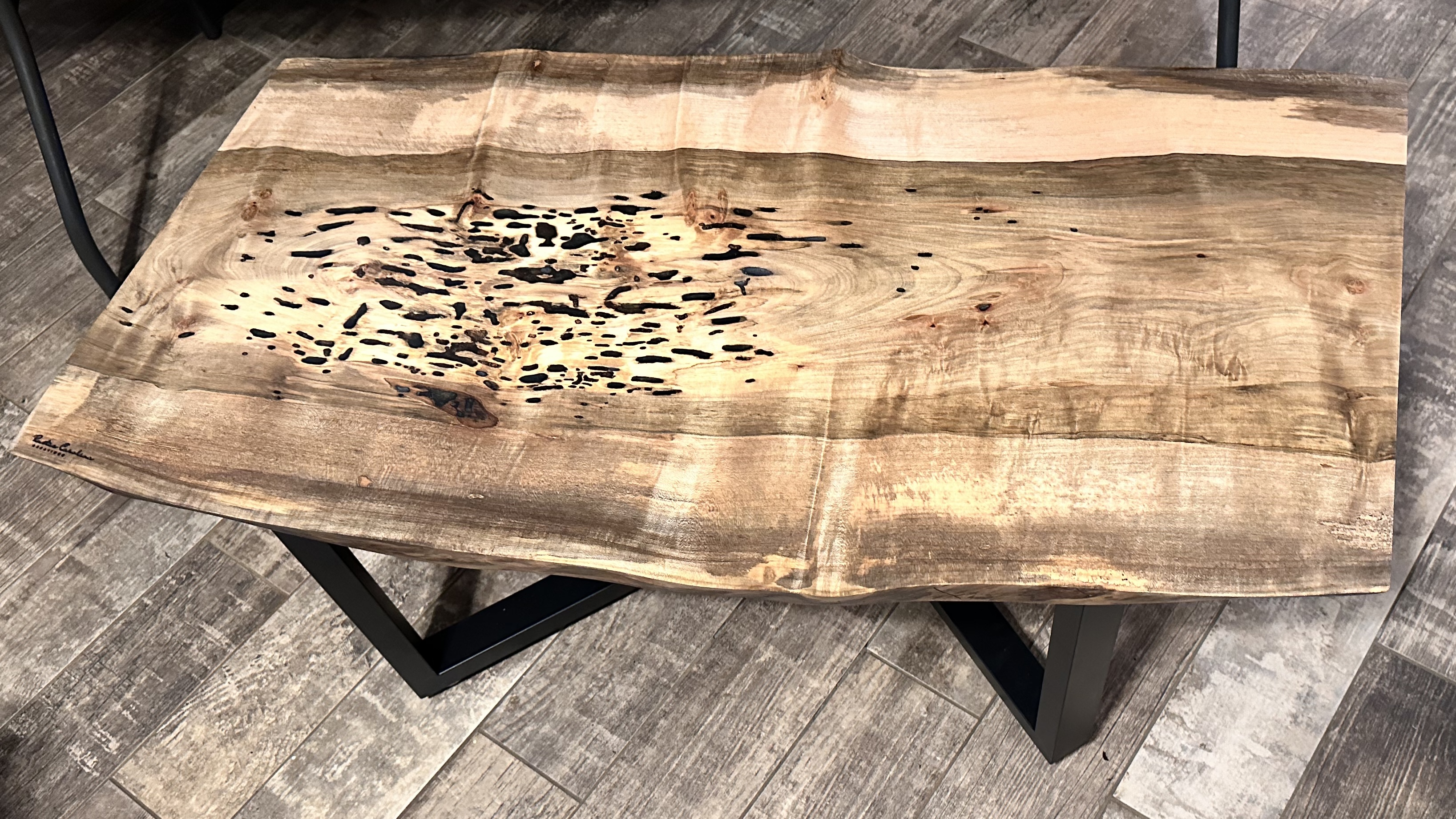 Wormy maple coffee table