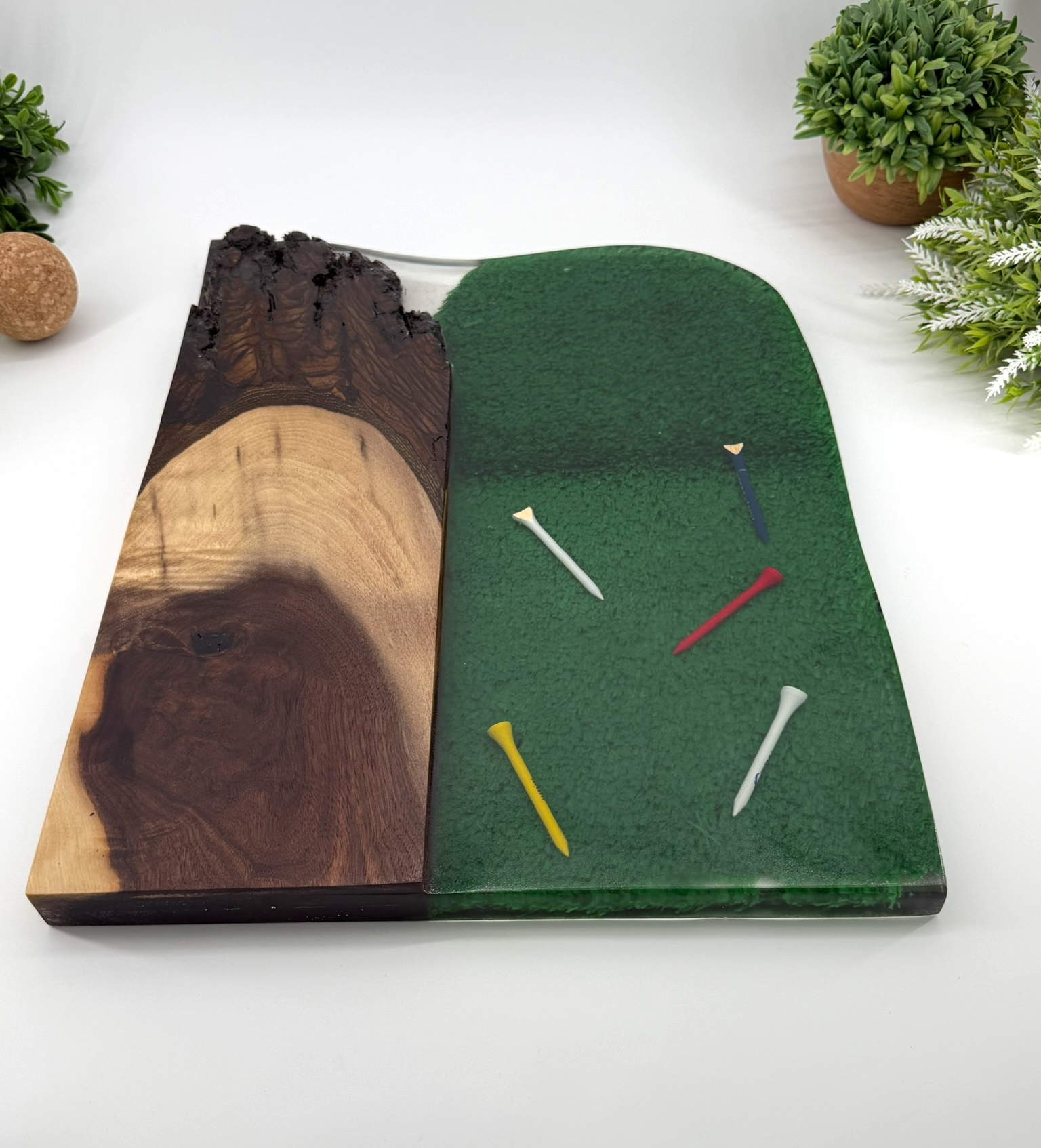 Live Edge Hybrid Walnut Board golf inspired